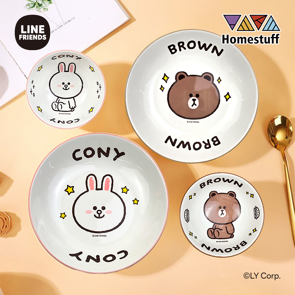 NEW - [SNI] NEW HOMESTUFF X LINE FRIENDS HAMPERS SET PIRING DAN MANGKOK MEWAH & LUCU / SET PERALATAN