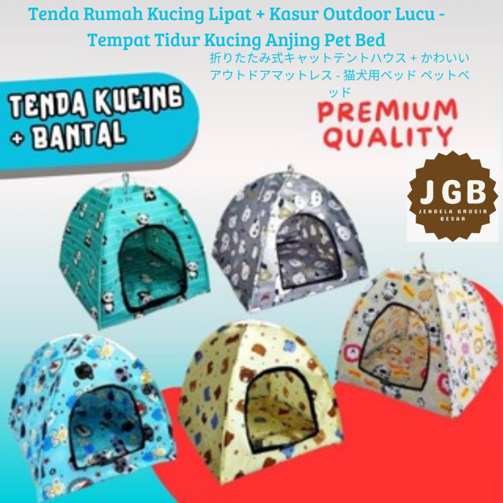 Tenda Rumah Kucing Lipat + Kasur Outdoor Lucu - Tempat Tidur Kucing Anjing Pet Bed - Rumah Tenda Kuc