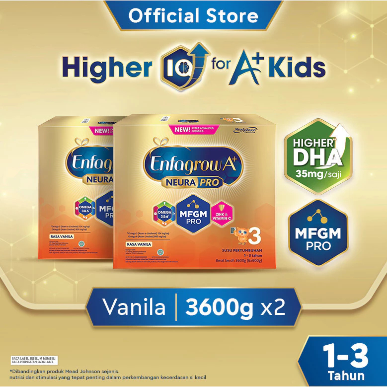 

Enfagrow A+ 3 Susu Formula Anak 1 - 3 Tahun Vanila 3600 gr x 2