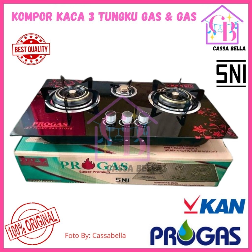 Kompor Tanam PROGAS 3 Tungku MIX BARA/Kompor Tanam PROGAS 3 Tungku Gas Gas