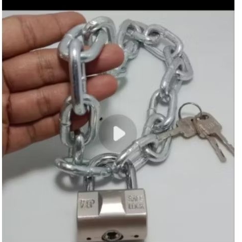 Paket Rantai Kapal + Gembok 40mm Anti Maling /Rantai Besi 6mm/Gembok Kunci Rumah Anti Maling/ Gembok