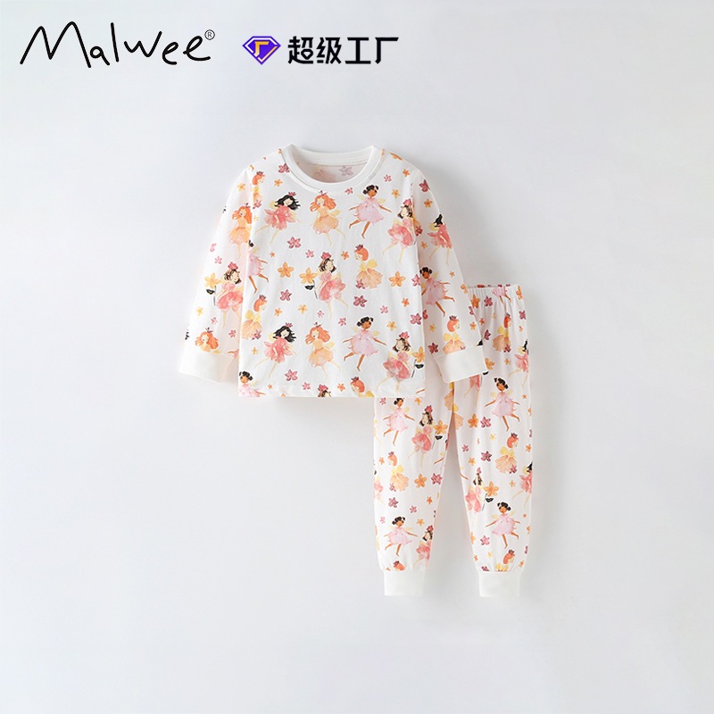 MALWEE Setelan Piyama Anak 1-6 tahun Baju Anak Fairy Baju Tidur Panjang Perempuan Cotton Premium