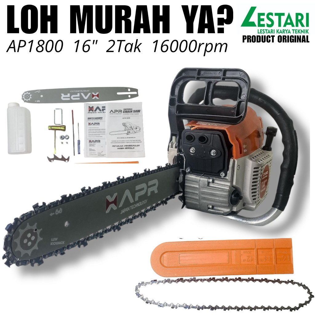DISKON APR Chainsaw AP1800 Mesin Gergaji gergaji kayu 2tak 52cc Chain Saw 16 inch senso makita