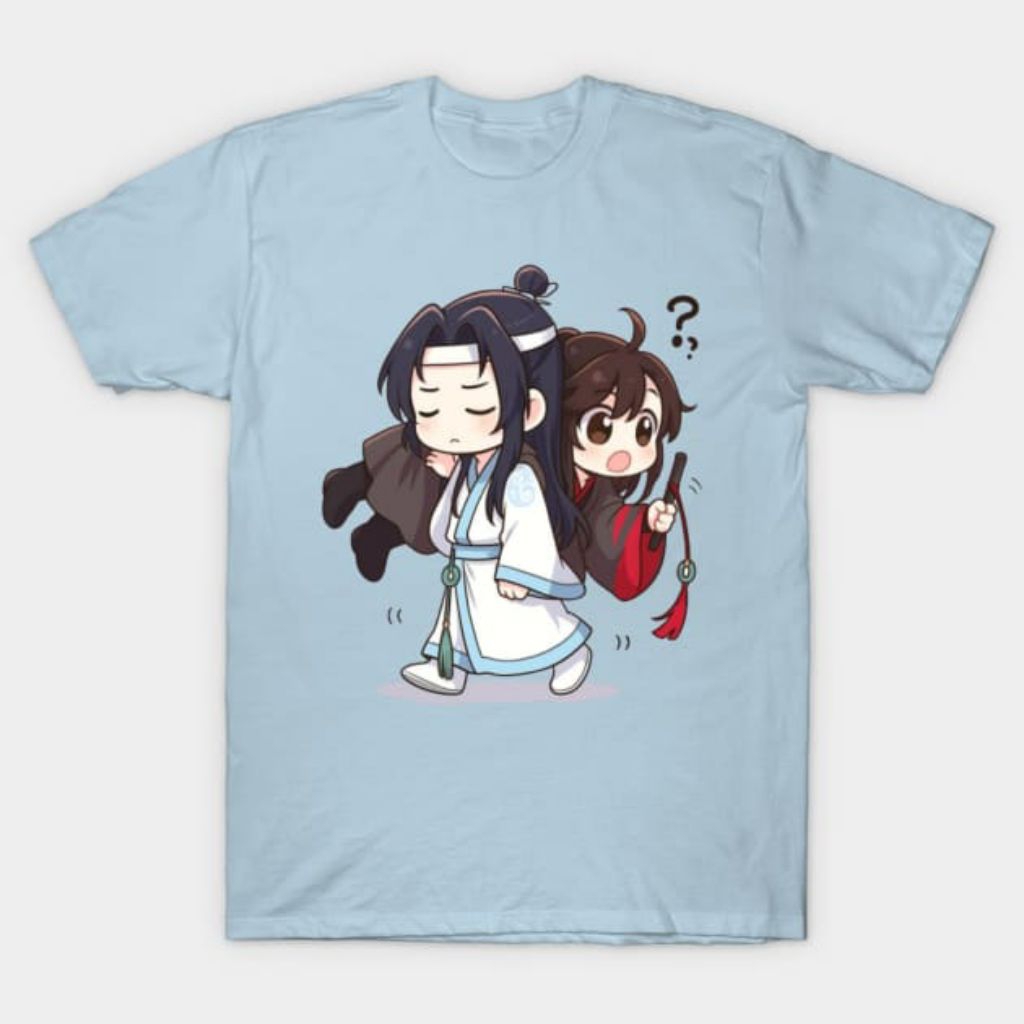 Kaos Chibi Yiling dan Gusu  Anime T-Shirt Lucu Unisex Katun Combed