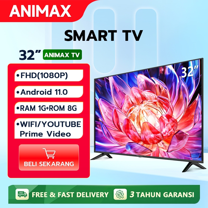 Animax TV Android 32 inch Smart TV Digital TV Android 14.0 Televisi - Dolby Audio - Youtube - WEB Br