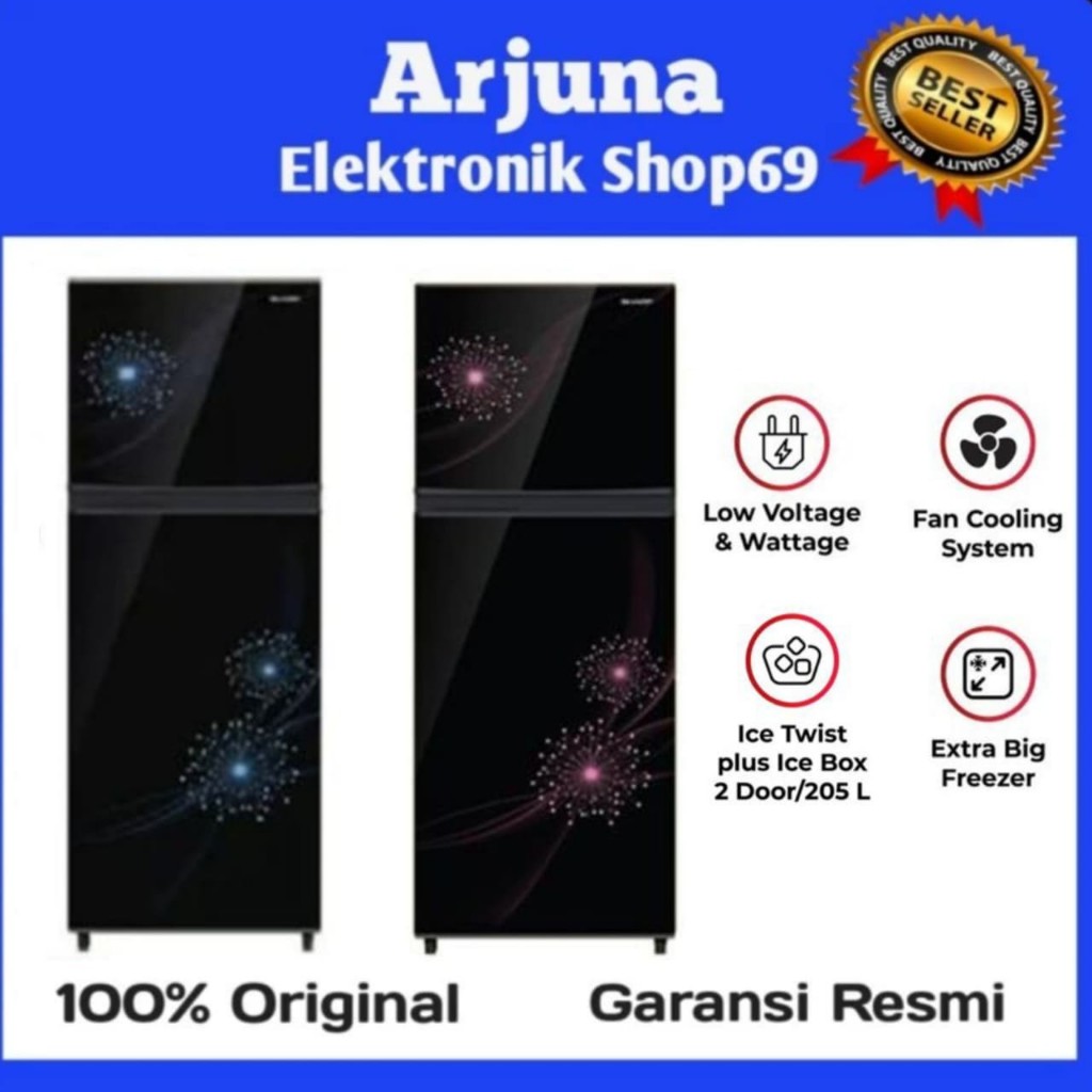 SHARP SJX237MG SJ237MG KULKAS 2 PINTU NO FROST GLOSSY DOOR SJX237MGDP SJ 237MG DP DB SJ 237 SJX 237 