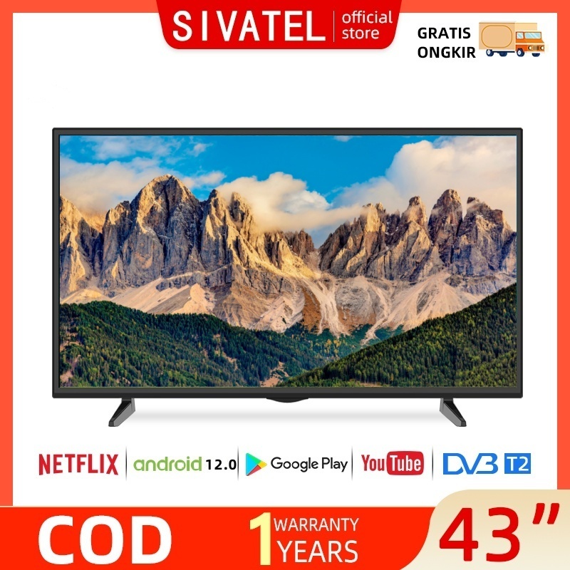 Sivatel Smart TV 43 inch Android TV FHD LED/LCD 32/40 inch TV Digital Android 12.0 Televisi Murah