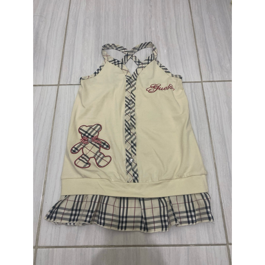 PRELOVED 2 in 1 bisa jadi atasan / mini dress anak perempuan lucu guess bear pita manik burberry loo