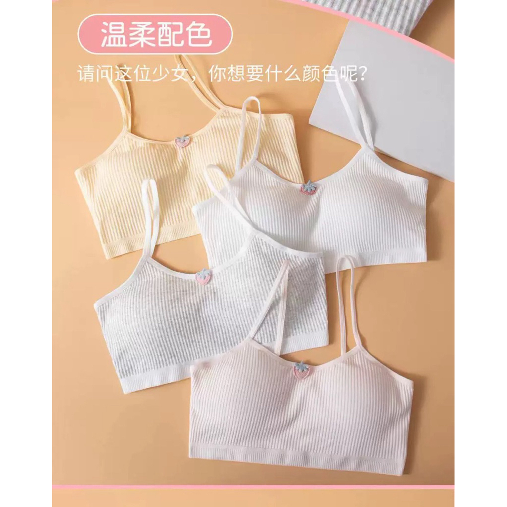 Miniset Busa Strawberry Anak/Miniset Busa Remaja/Miniset Busa Anak Perempuan/Bra Anak/Pakaian Dalam 