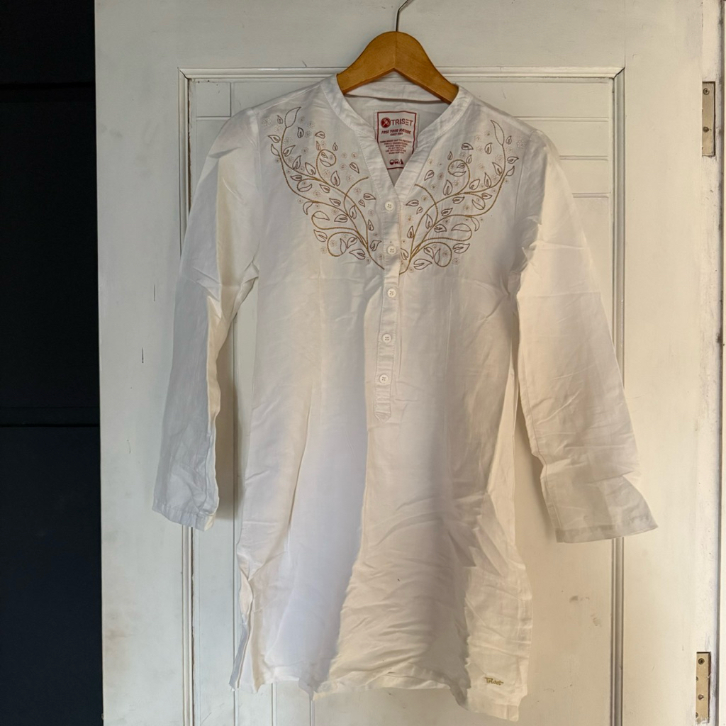 blouse top triset putih white