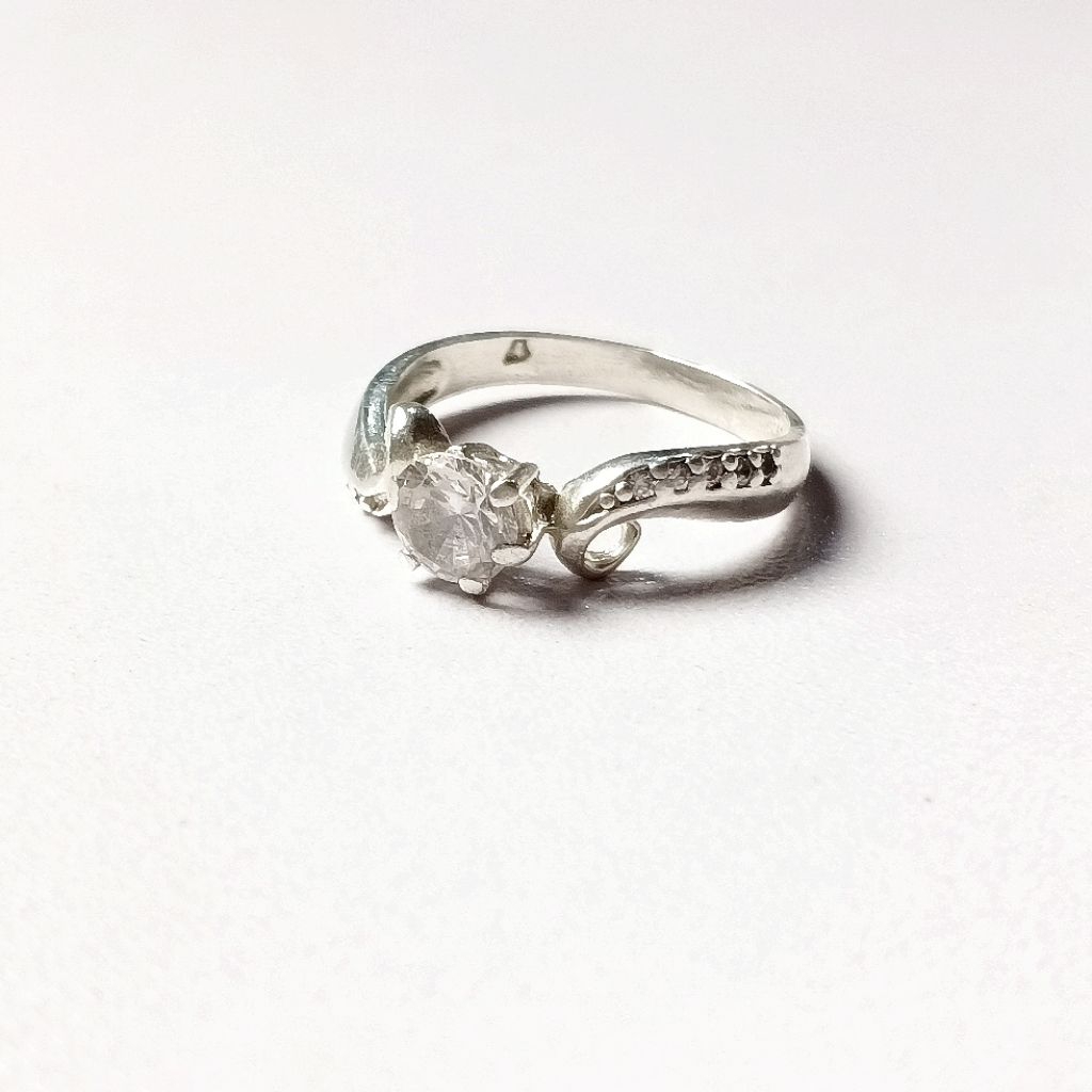 Cincin Perak Permata/Cincin Perak Asli/Cincin Permata Elegan/Perak 925/Lapis Emas Putih