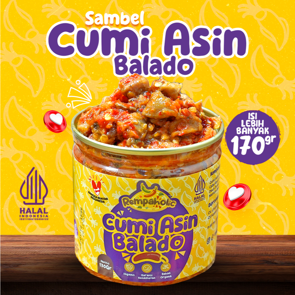 

Rempaholic - Sambal Cumi Asin Balado 170g - Sambel Pedas Enak Dan Praktis
