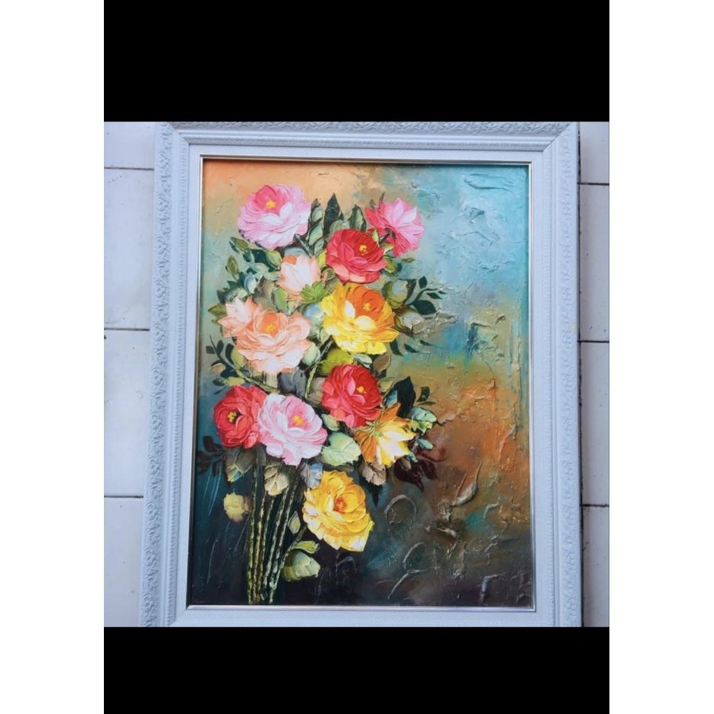 lukisan bunga timbul