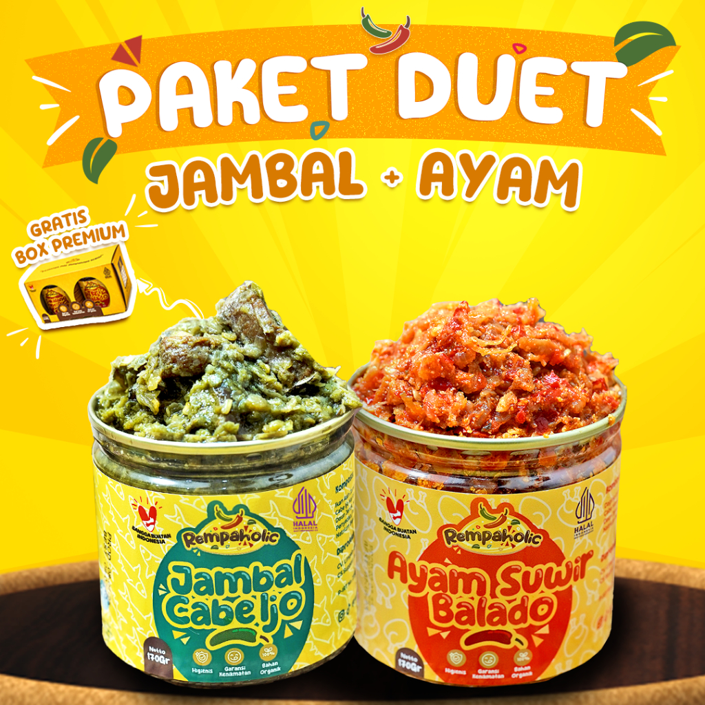 

Rempaholic - Paket Duet Sambal Rempaholic Jambal + Ayam Suwir - Sambel Pedas Enak & Praktis