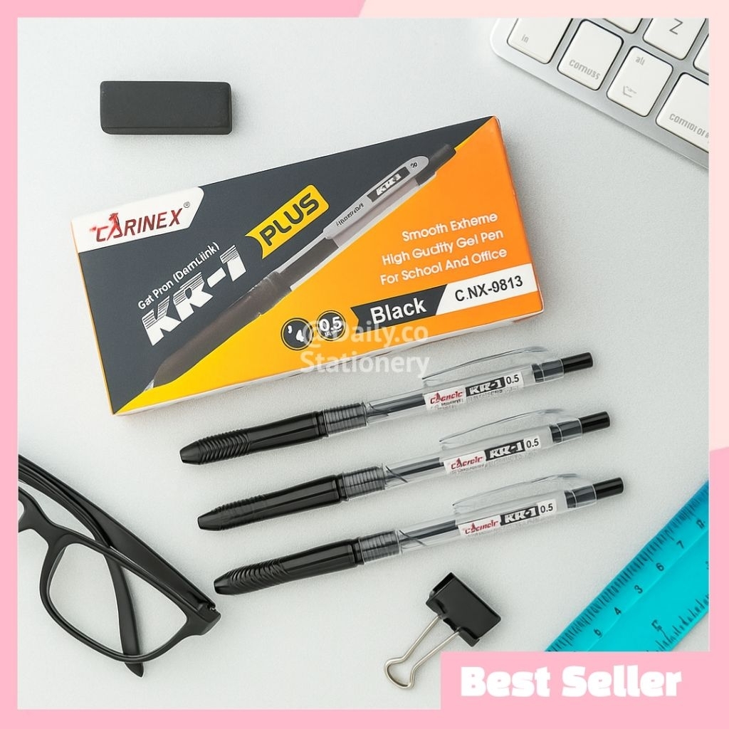 

Gel Pen Pulpen Gel Carinex KR-1 Plus CNX-8813 Tinta Hitam 1 Lusin 12 Pcs