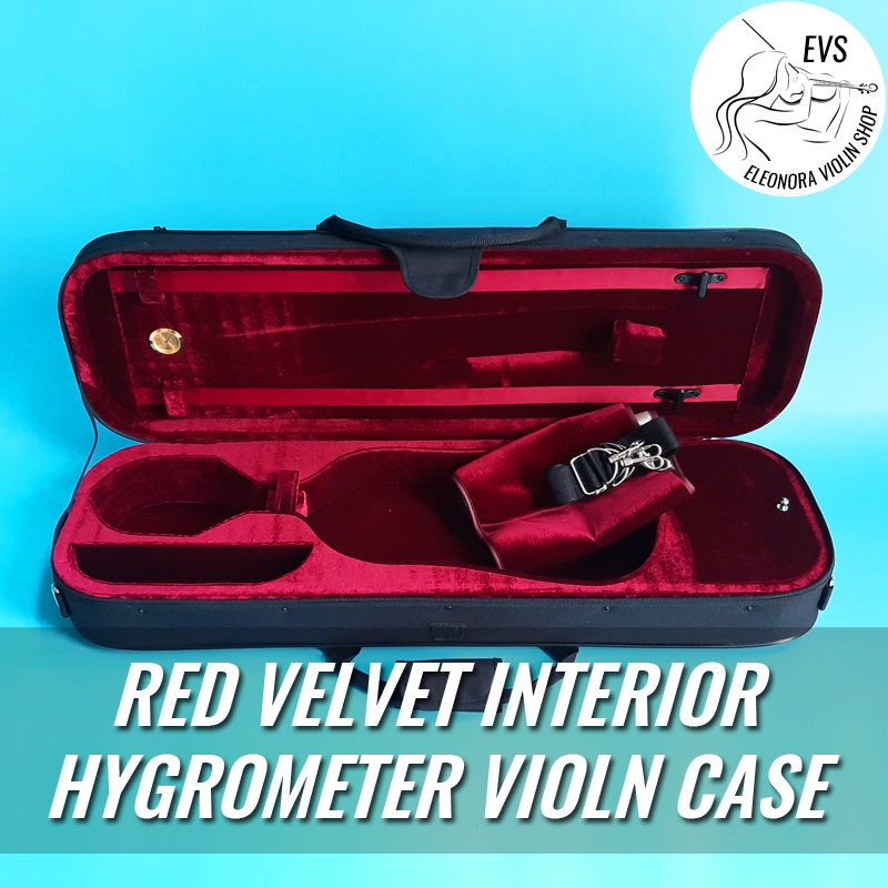 Violin Case - Case Biola - Tas Biola - Red Velvet - Hygrometer - 4/4