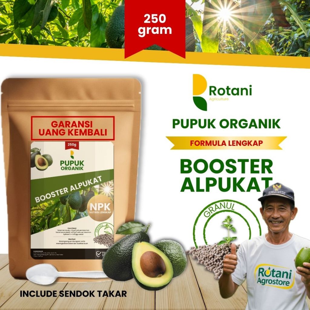 Pupuk Alpukat Organik NPK Booster Berbuah Lebat 250g – Subur & Cepat Berbuah, Garansi Uang Kembali