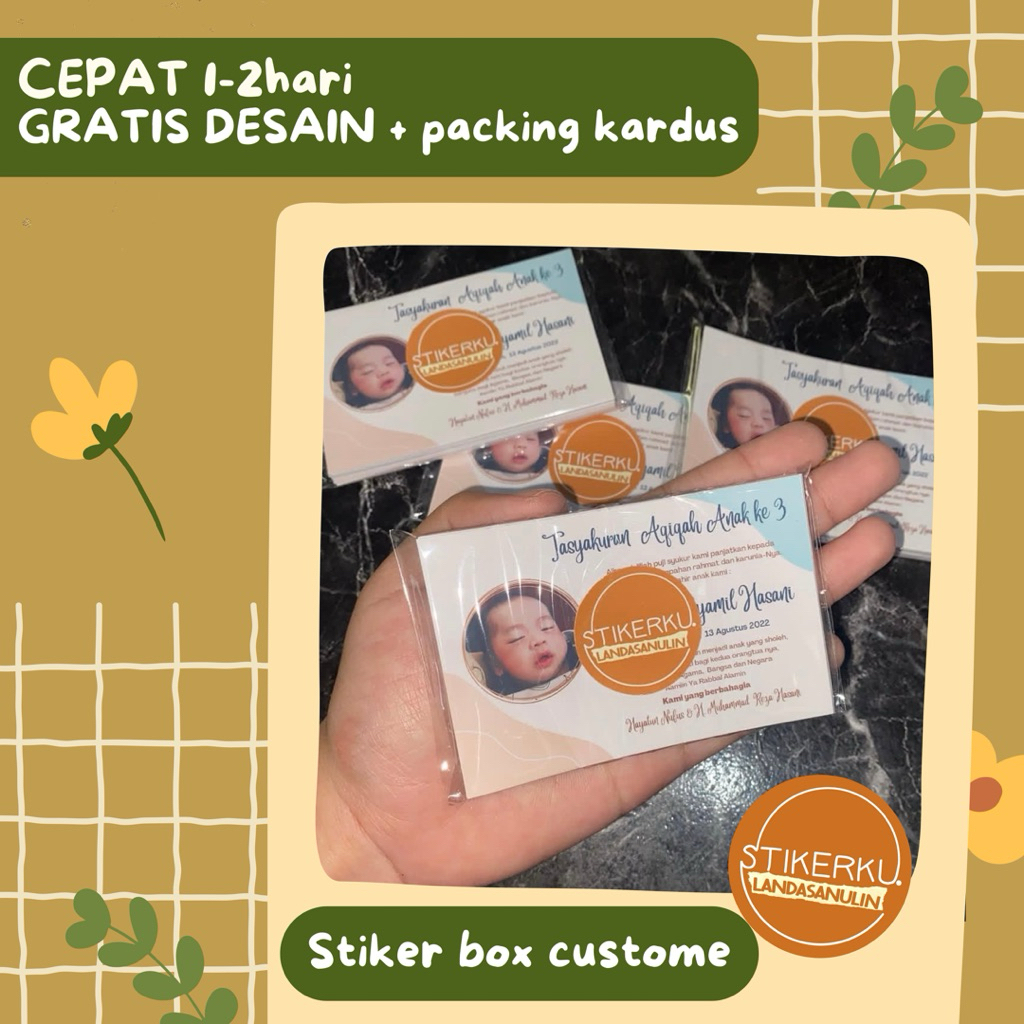 

Stiker ulang tahun stiker box tasyakuran tasmiyah aqiqah stiker haul free desain