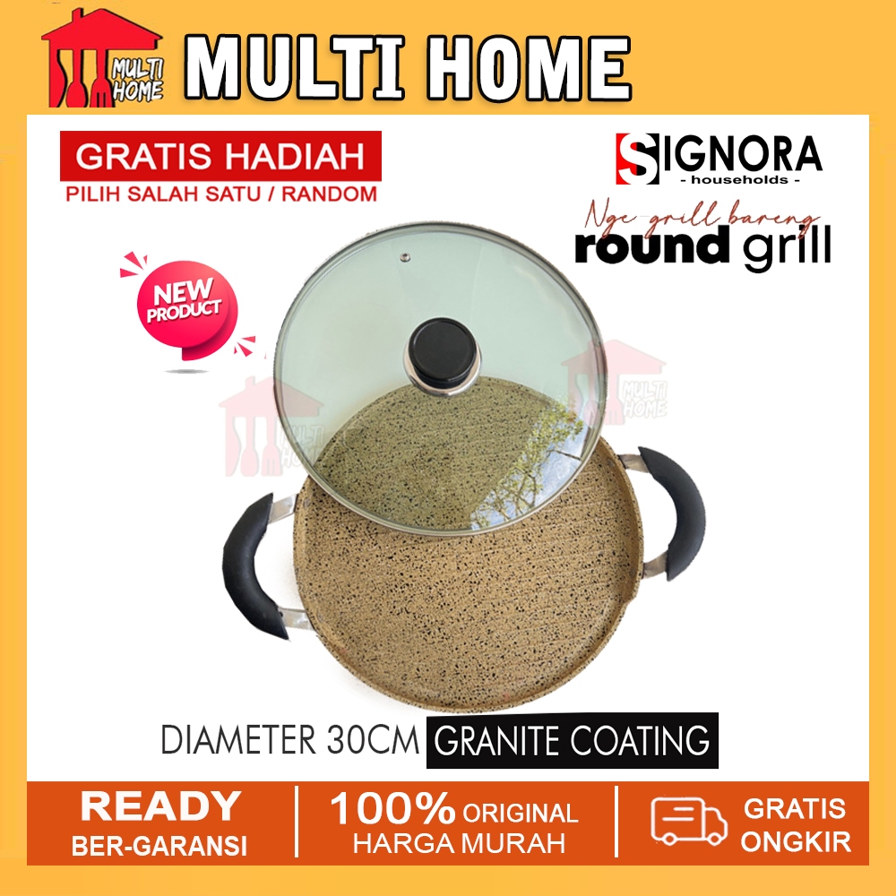 Round Grill Signora / Alat Panggang Makanan Anti Lengket Free Hadiah
