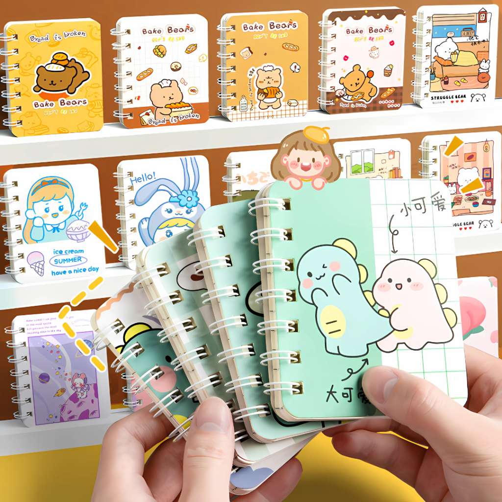 

Mini Notebook A7 Ring 50 Lembar Buku Catatan Notes Kecil Scrapbook Motif Kartun Lucu Sekolah