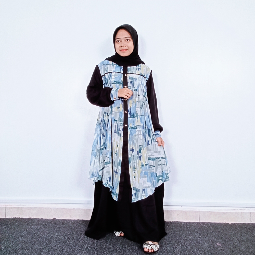 Gamis Nafisa Original Gamis Outer Jumbo Gamis Polos Kombinasi Motif