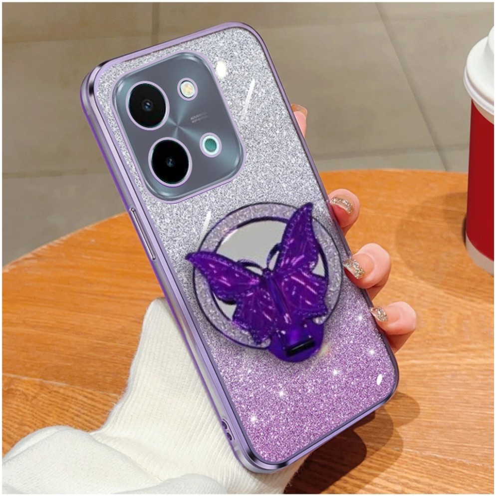 Casing Vivo Y28 Y18 Y12 Y20 Y20s Y20i Y20a Y03 Y03t Y100 Luxury Gliter Premium TPU Ring Kupu kupu ce