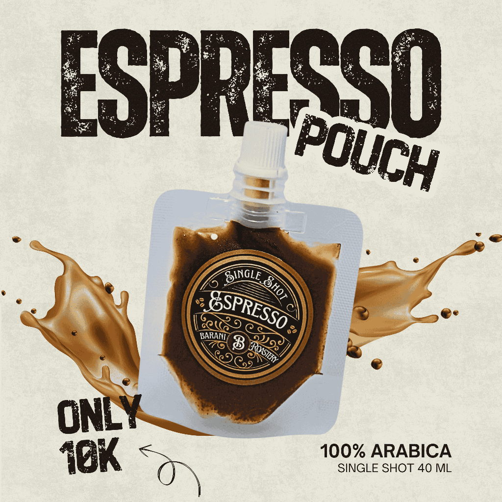 

Barani Roastery Espresso Pouch 100% Arabica - Single shot 40ml - Ready to drink - Americano - Latte