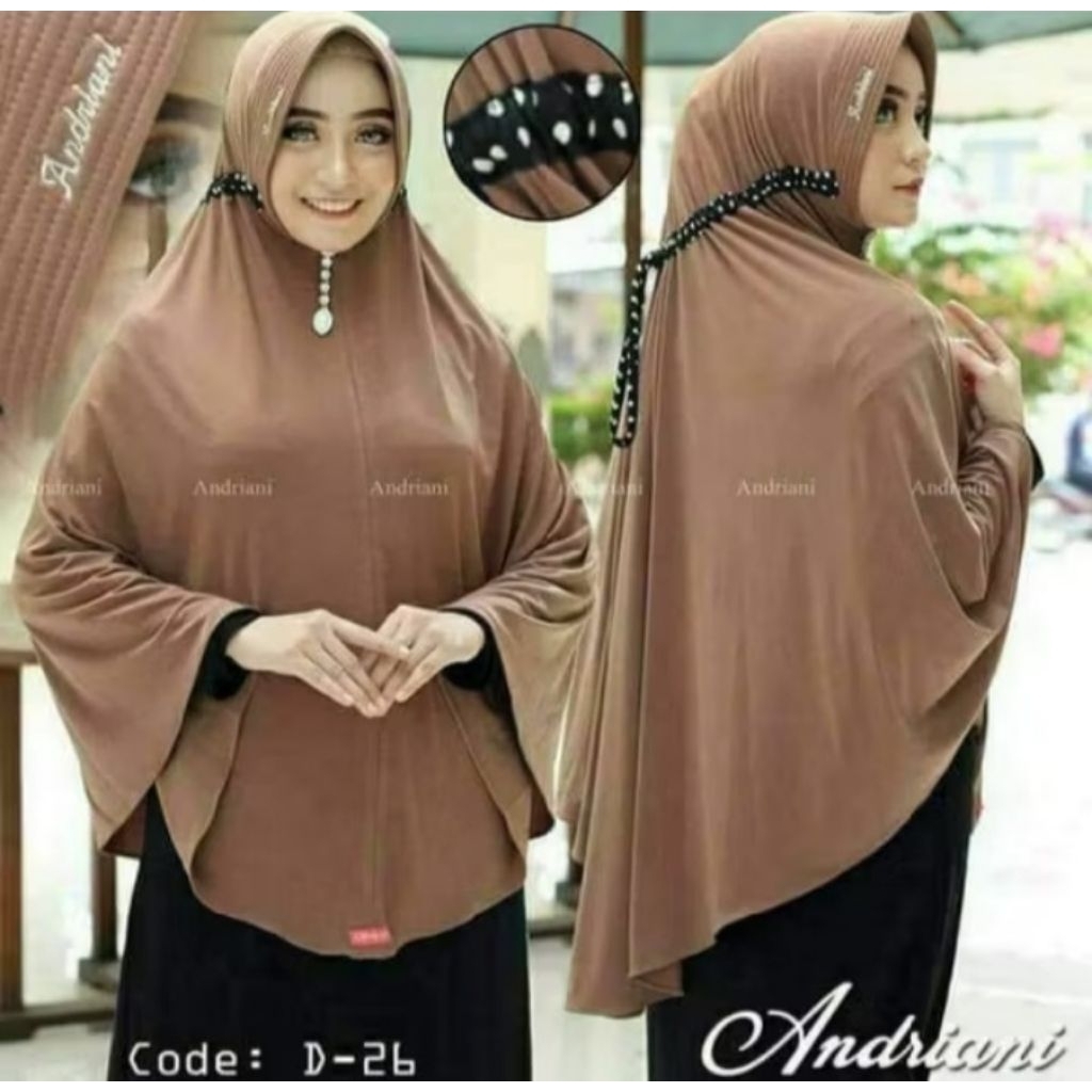 Hijab Instan Bergo jumbo XXL Andriani || Hijab Instan Serut Bahan Adem