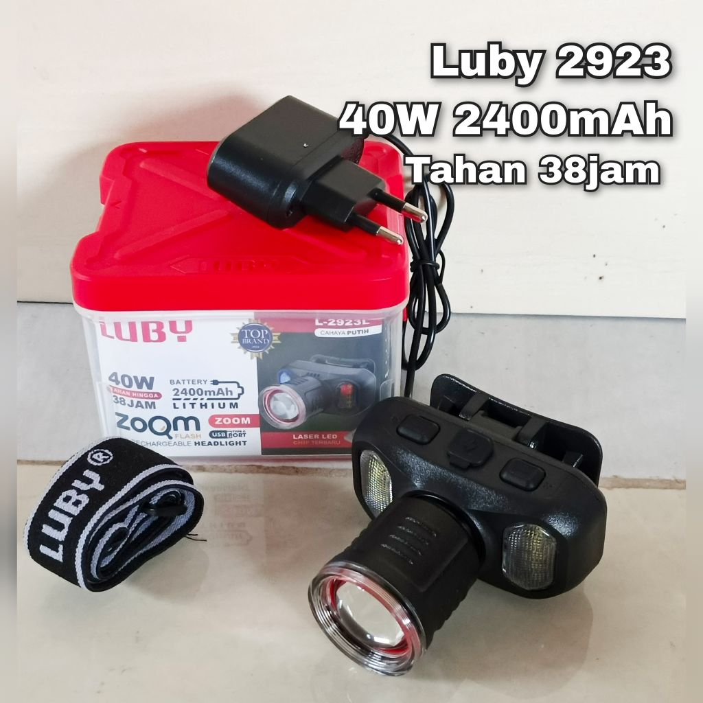 Senter kepala luby Zoom luby 2923 40W luby laser LED luby L2923 Baterai