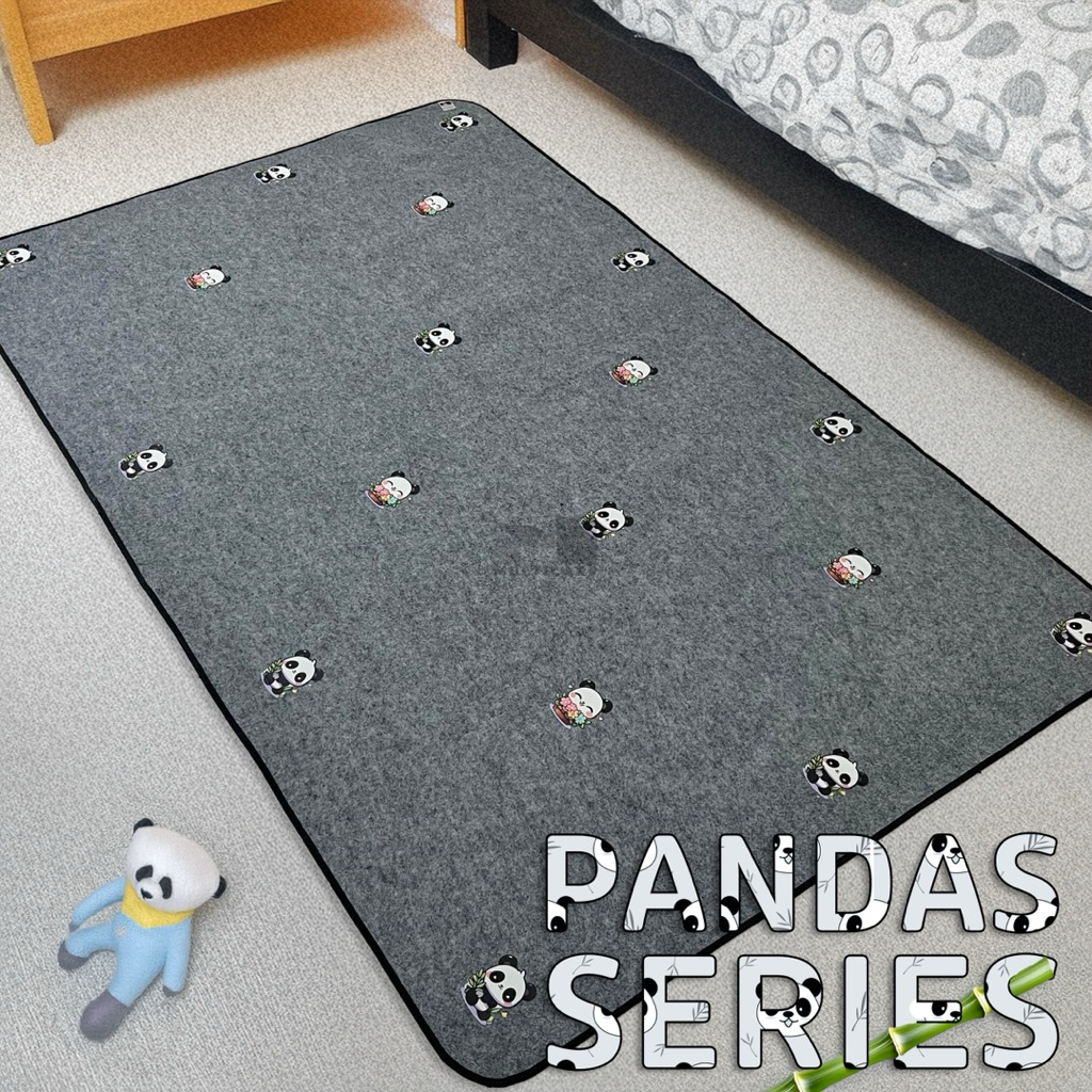 Karpet Minimalis Grey Aesthetic Motif Panda Ukuran 200x120 CM