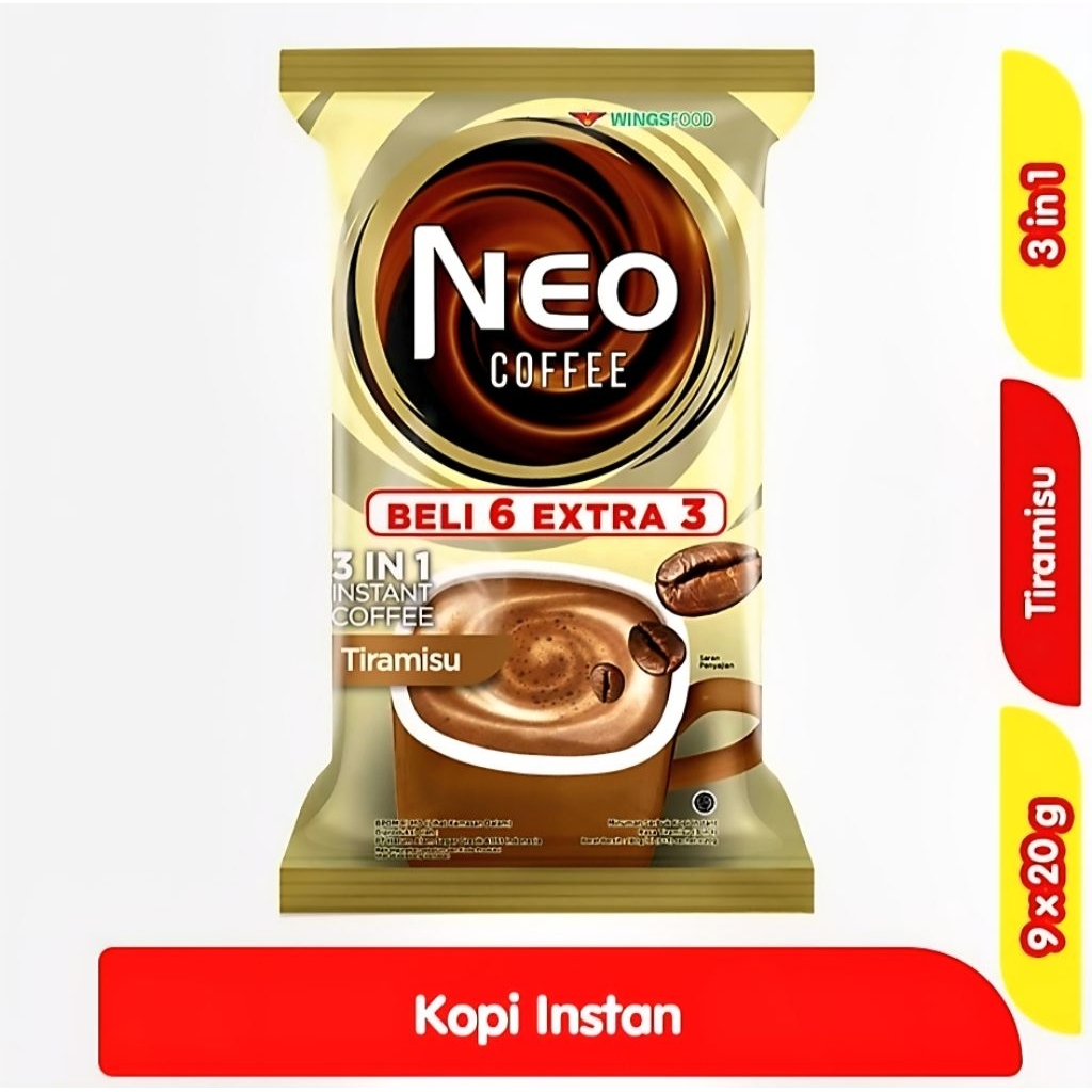 

NEO COFFEE 3 IN 1 KOPI TIRAMISU SACHET 9x20gr