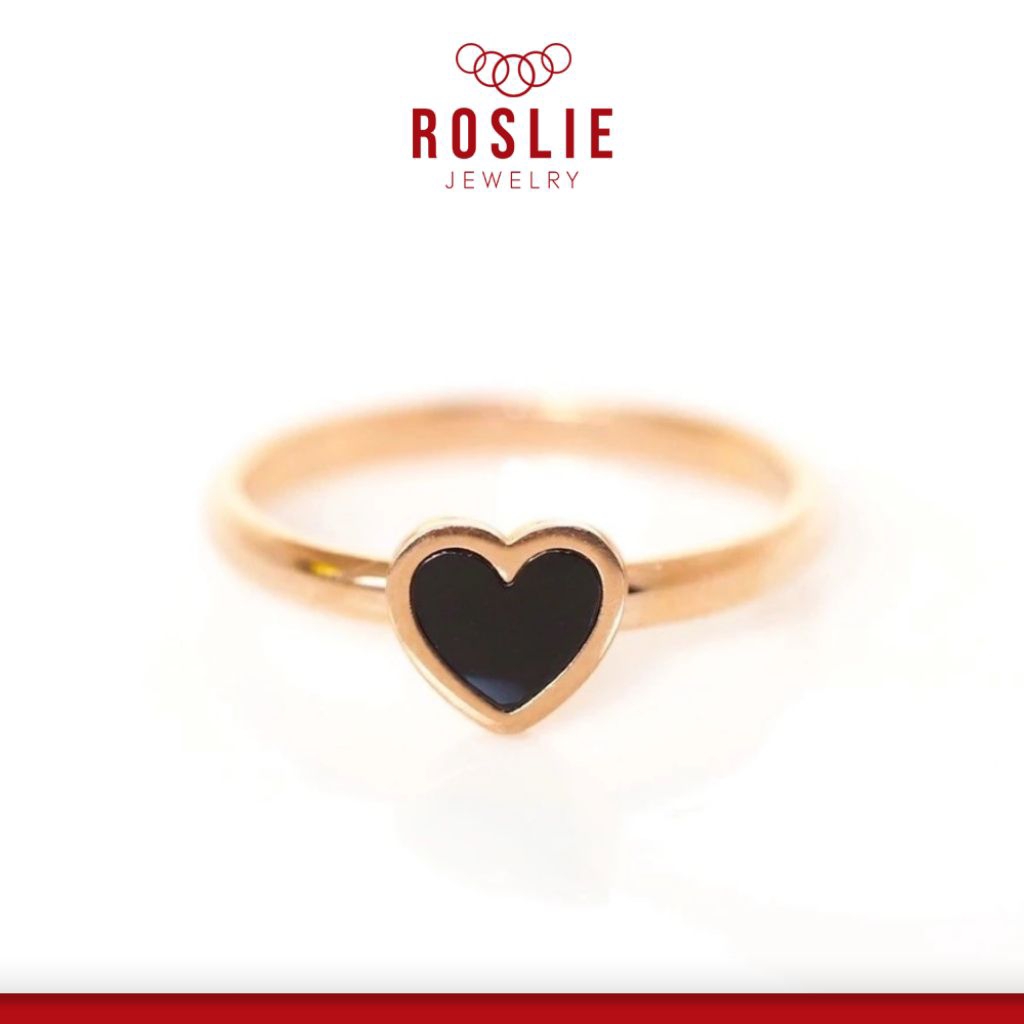 Cincin Motif Love Mata Hitam Titanium Anti Karat - Roslie Jewelry
