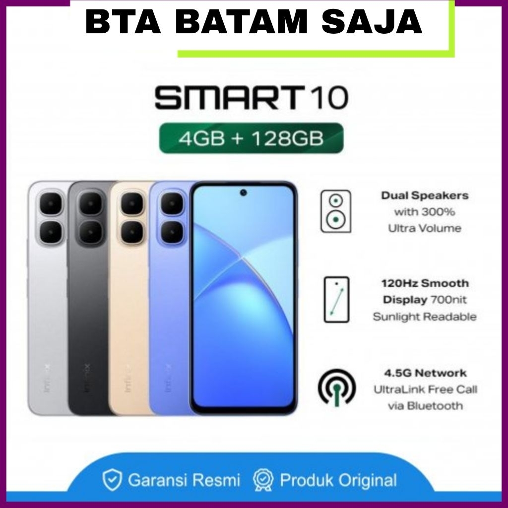 INFINIX SMART 10 RAM 4GB/128GB HANDPHONE NEW ANDROID (BATAM SAJA)