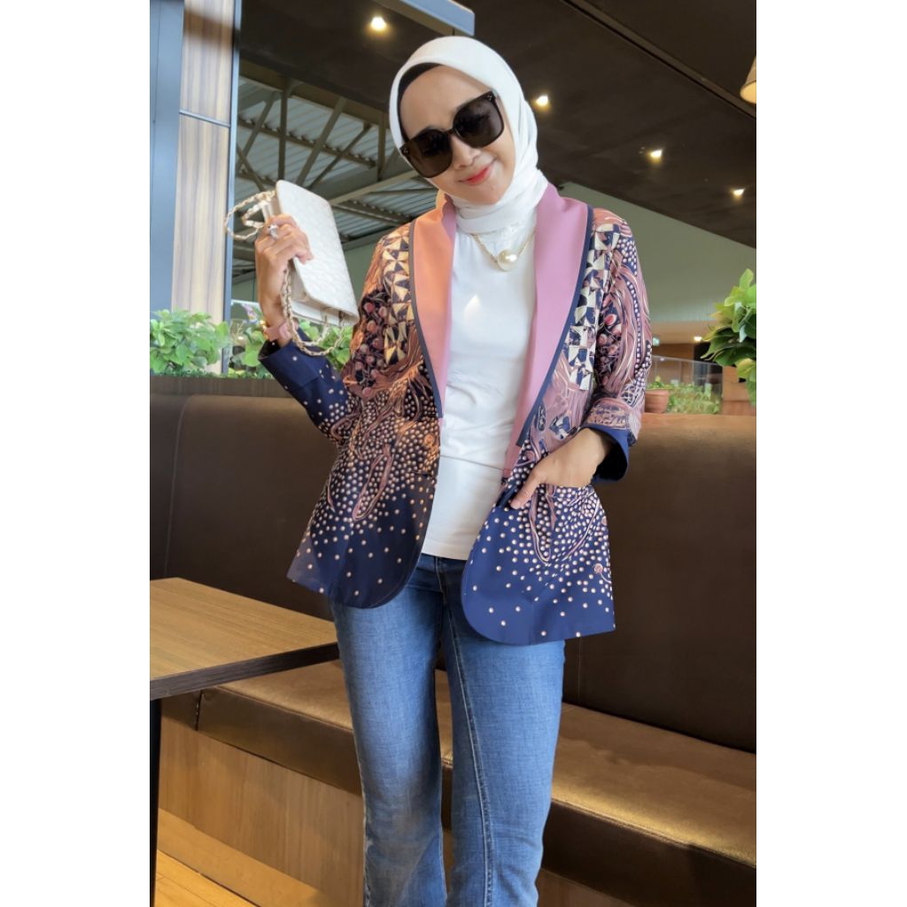 TENUN_GAYA batik wanita modern blazer batik wanita atasan wanita fashion wanita blazer tenun wanita 