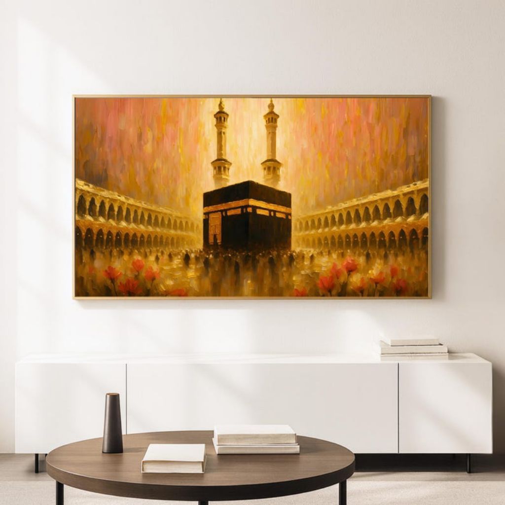 lukisa ka'bah mekkah printing hiasan dinding masjidil haram