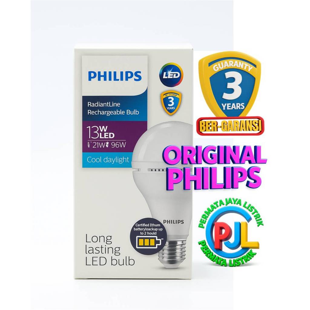 Philips Emergency LED Bulb 13W – Rechargeable Light Bulb | Power Outage Backup Light | Energy Saving