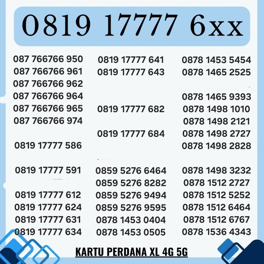 NOMOR CANTIK XL KARTU PERDANA XL 4G 5G NOCAN XL SUPER PERDANA MEWAH NOCAN SUPER KARTU PERDANA XL CAN