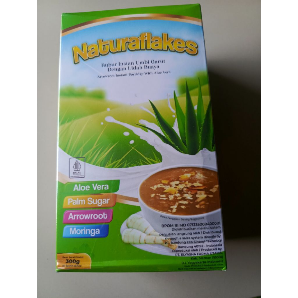 

NATURAFLAKES bubur instan umbi Garut dengan lidah buaya