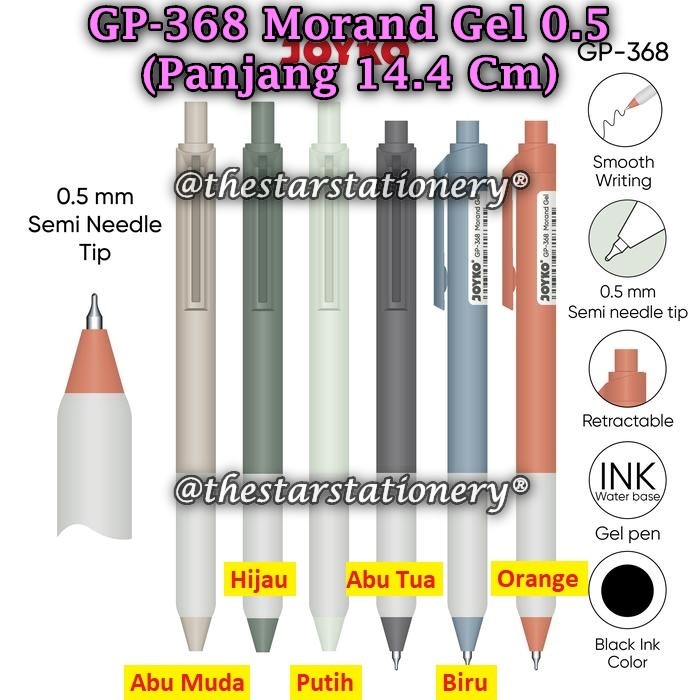 

(1 Biji) Bolpen JOYKO GP-368 Morand 0.5 mm Gel Pen Black / Gel Pen Pulpen Pena Joyko GP-368 (1 Biji)