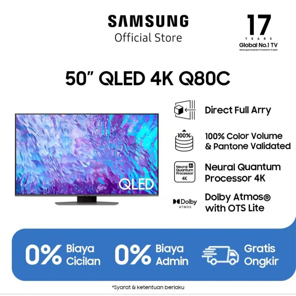 TV LED SAMSUNG 50INCH SMART TV QLED 4K Q80C QA50Q80CAKXXD TV SAMSUNG QLED TV SAMSUNG 50 INCH