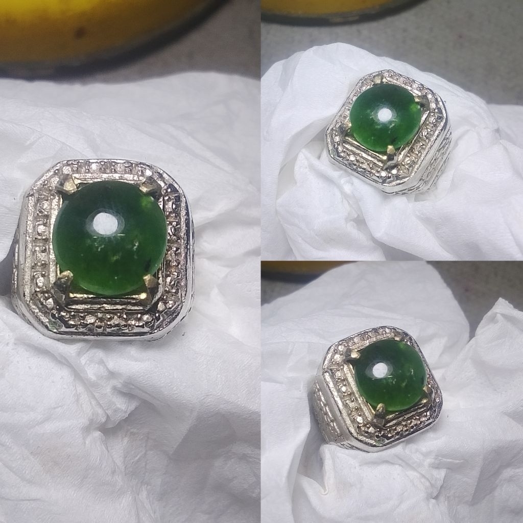 Batu cincin natural hijau Garut Ohen kantoran Xx62