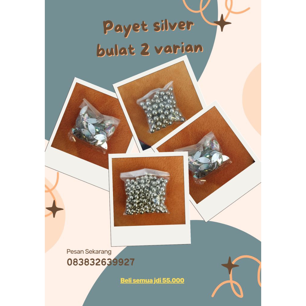 payet, hiasan baju, bulat