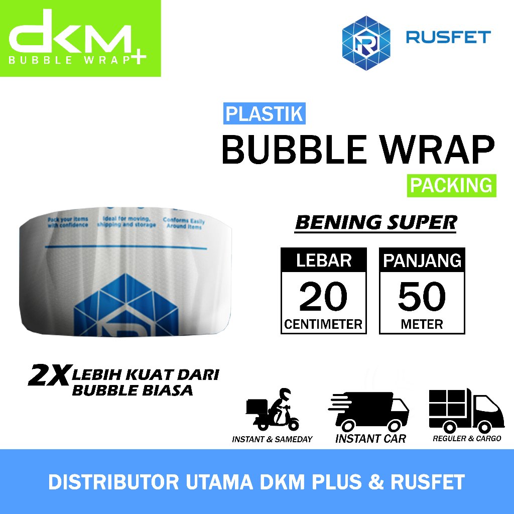 

Plastik Bubble Wrap DKM 20cm x 50m Bubblewrap Putih Bening Super Packing Roll
