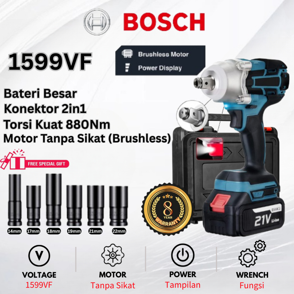 MAKITA Cordless Impact Wrench 1599V 680N/M Bor Impact Baterai 2 Baterai Impek Baterai Kunci Wrench R