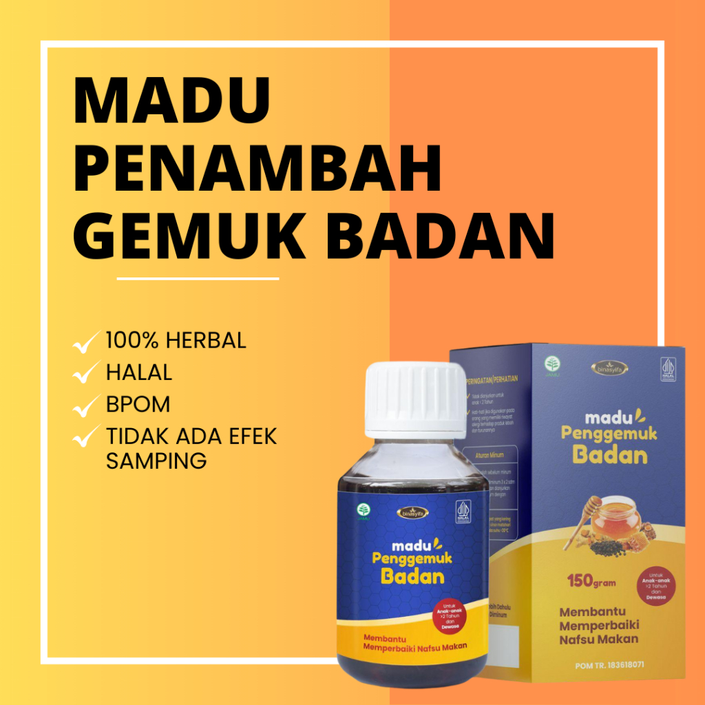 

Madu Penggemuk Badan Ampuh NAIK 5-15 KG BPOM- Penambah Nafsu Makan - Memperbaiki Sistem Pencernaan