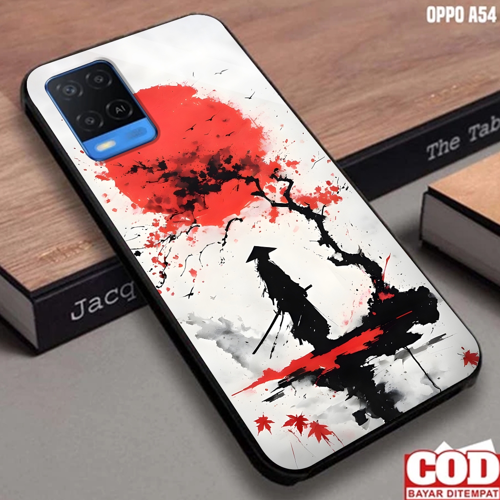 Softcase Glass Oppo A54  - Softcase Motif JAPAN ART - Softcase Glossy - Softcase Glass - Softcase A5