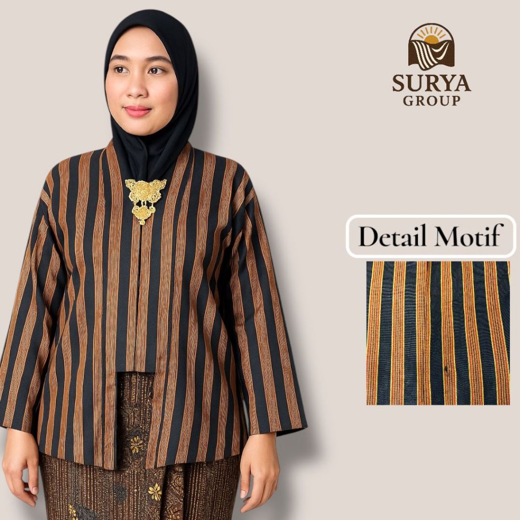Kebaya Kutubaru Motif Lurik Dewasa Katun Halus-Baju Tradisional Adat Jawa Wanita