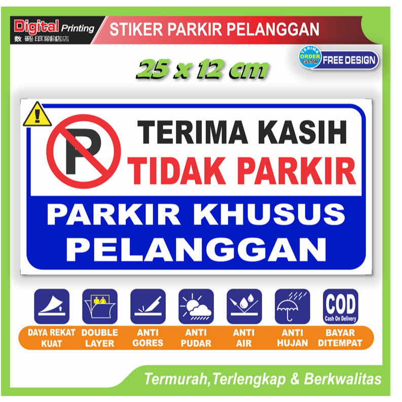 

Stiker jumbo tulisan parkir khusus pelanggan terimakasih tidak parkir sticker bebas motor mobil toko