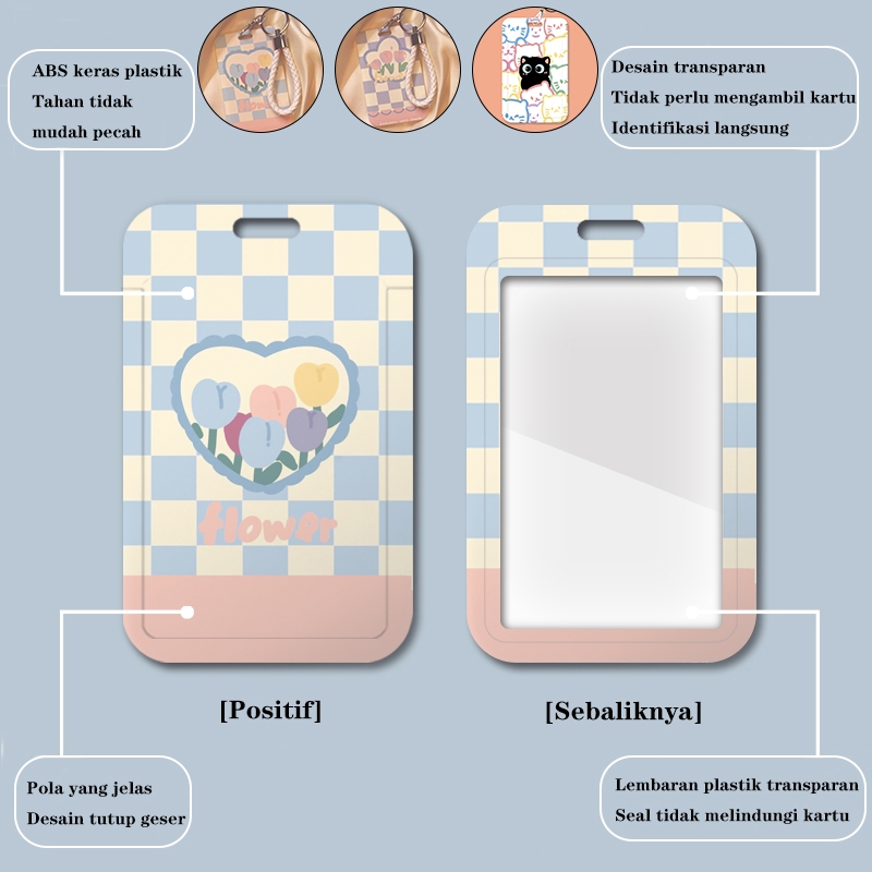 

Love Kartu Tulip Cover Kartu Sekolah/Kartu Akses/Kartu Air Sampul Pelindung Sertifikat Lanyard