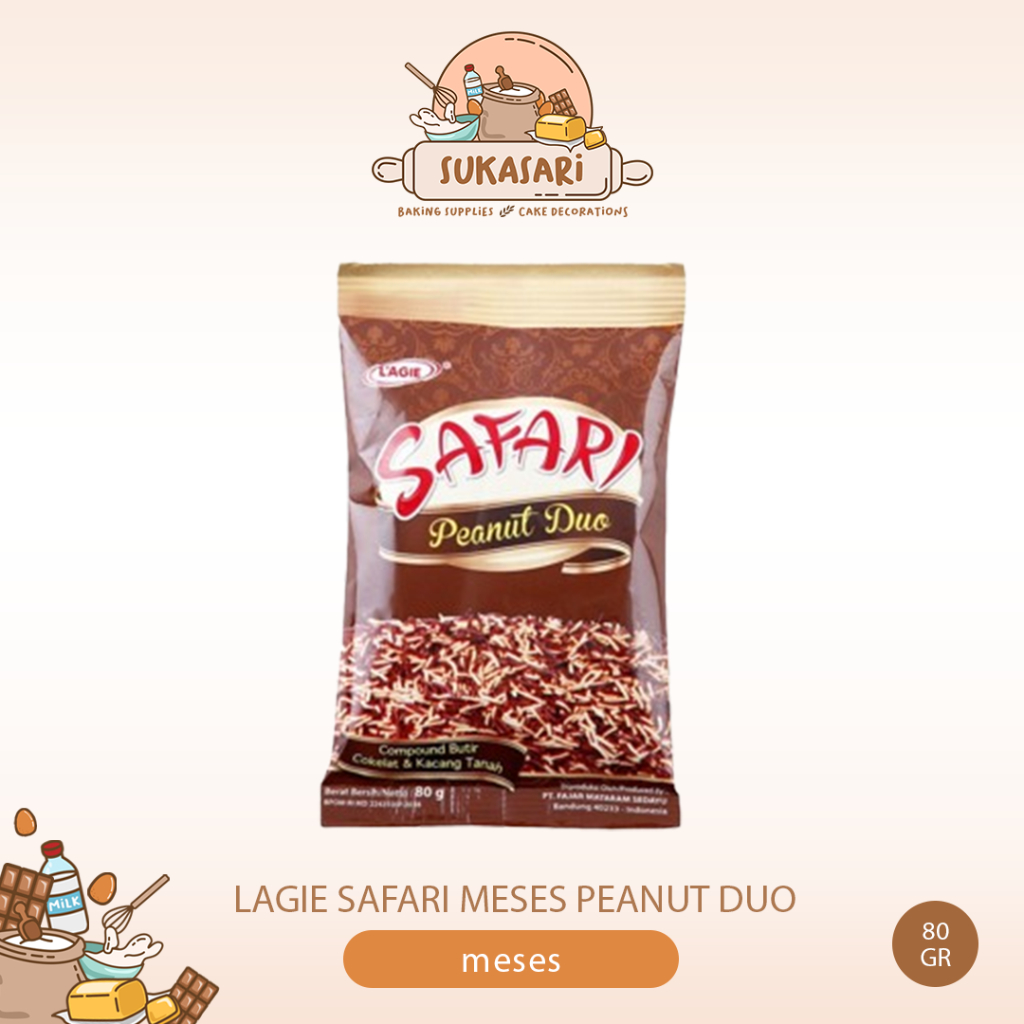 

Lagie Meses Safari Peanut Duo 80gr / meses sprinkle kacang coklat L'agie